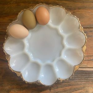 Vintage Milk Glass Egg Plate